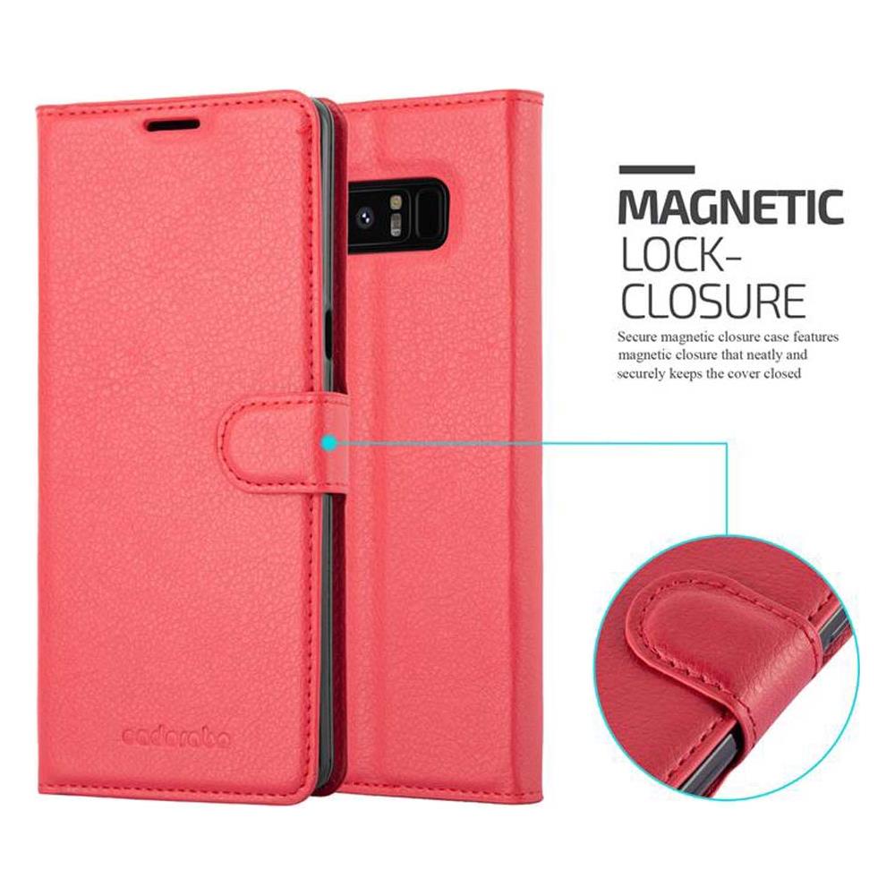 Custodia Compatibile Con Samsung Galaxy Note 8 In Rosso Carminio - Coperchio Protettiva Con Chiusura Magnetica, Funzione Stand E Tasca Per Le Carte - Foto 2