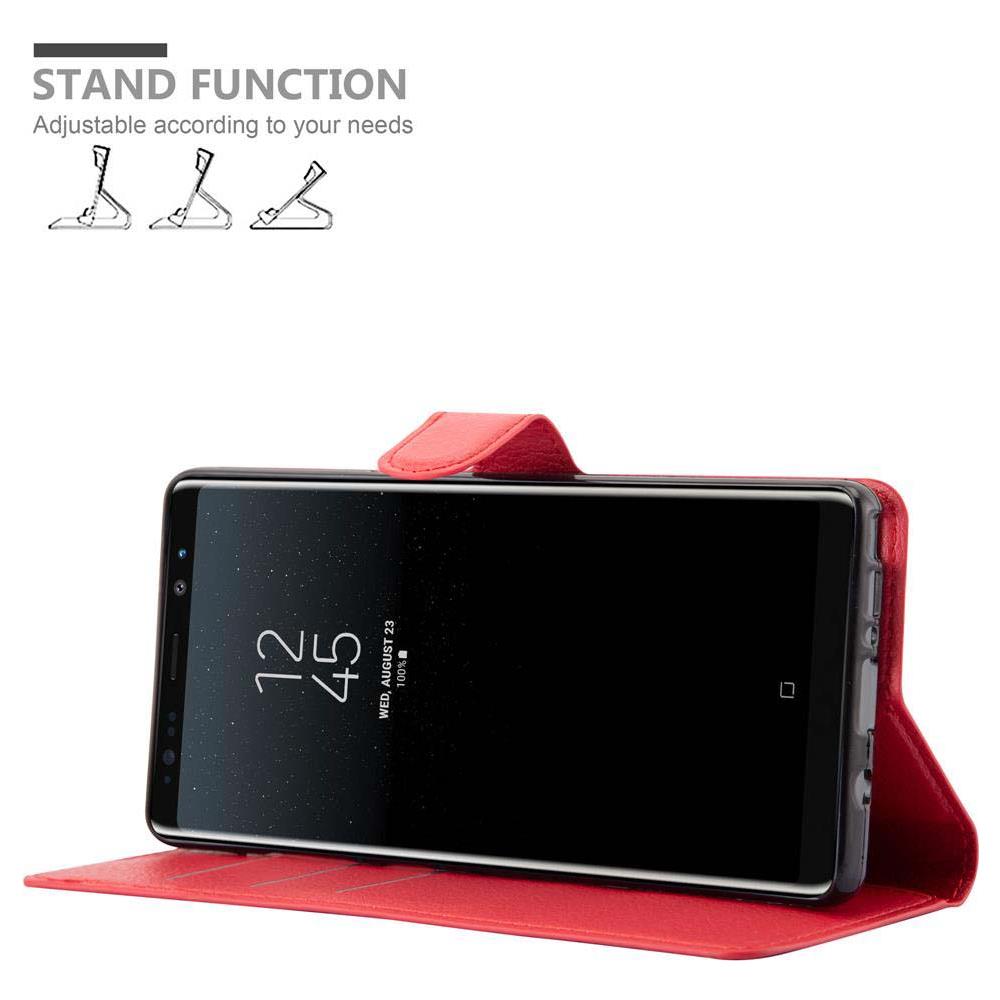 Custodia Compatibile Con Samsung Galaxy Note 8 In Rosso Carminio - Coperchio Protettiva Con Chiusura Magnetica, Funzione Stand E Tasca Per Le Carte - Foto 5