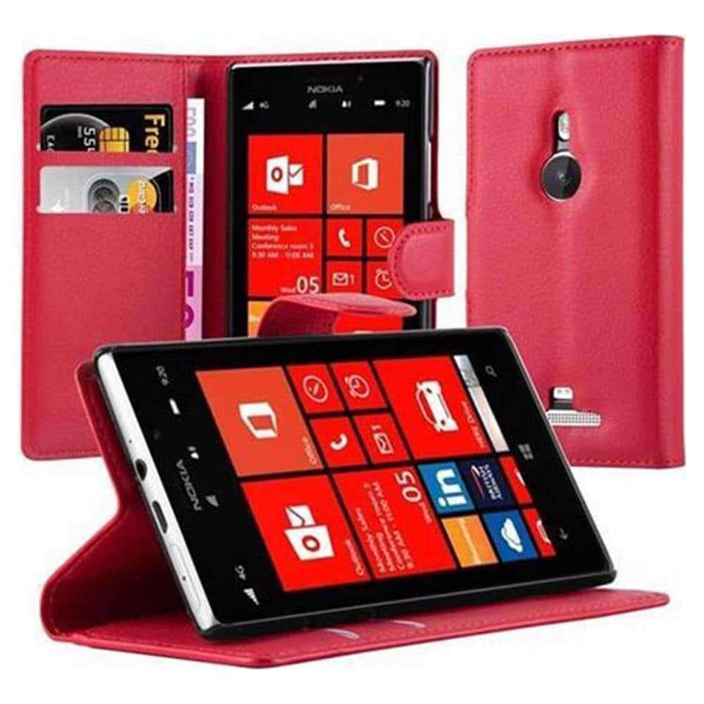 Custodia Compatibile Con Nokia Lumia 925 In Rosso Carminio - Coperchio Protettiva Con Chiusura Magnetica, Funzione Stand E Tasca Per Le Carte - Foto 1