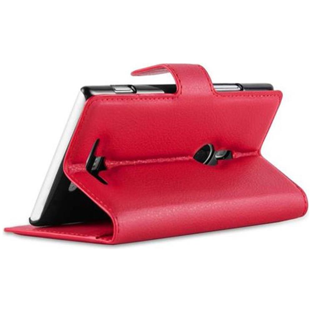 Custodia Compatibile Con Nokia Lumia 925 In Rosso Carminio - Coperchio Protettiva Con Chiusura Magnetica, Funzione Stand E Tasca Per Le Carte - Foto 5