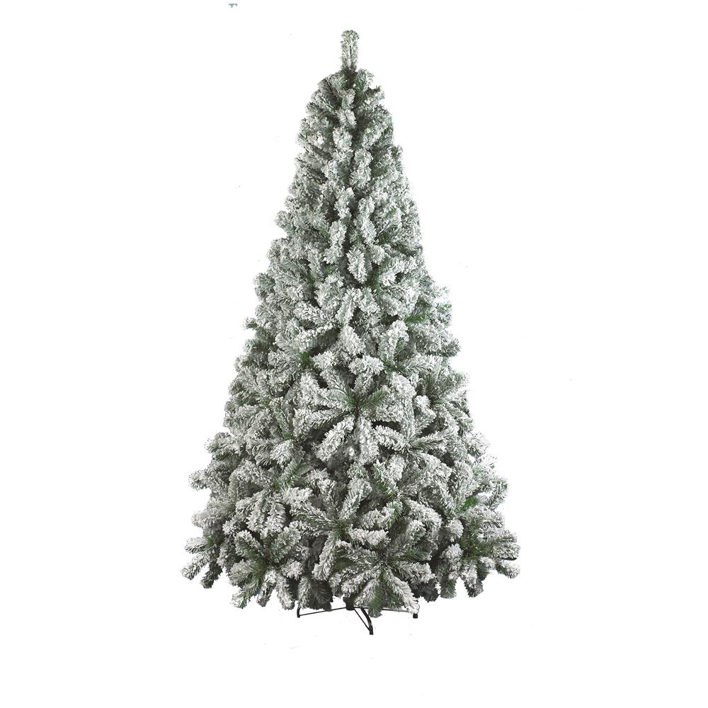 Albero Di Natale Floccato Bianco 100 Cm - Frosty Effetto Nevoso Con Paillettes, Verde E Bianco