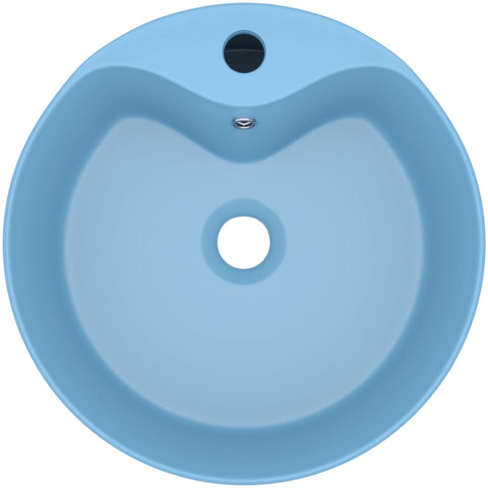 Lavandino con Troppopieno Azzurro Opaco 36x13 cm in Ceramica - Foto 2