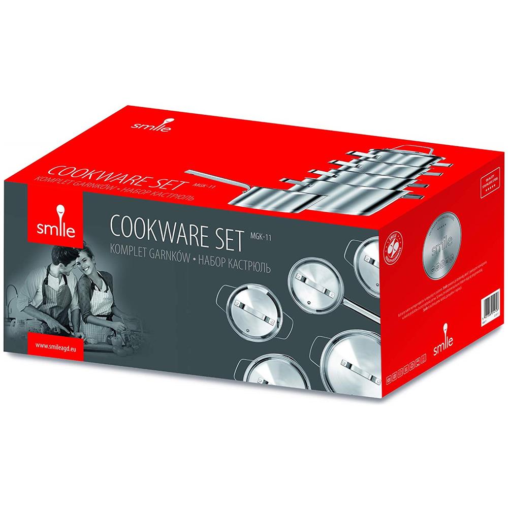 Mgk-11 Pentole A Induzione In Acciaio Inossidabile 10 Pezzi Coperchi Di Vetro - Foto 2