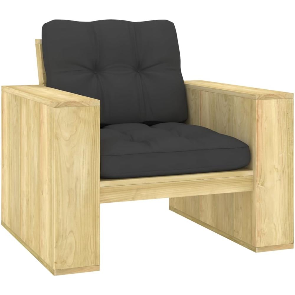 Sedia da Giardino con Cuscini Antracite Legno Pino Impregnato - Foto 1