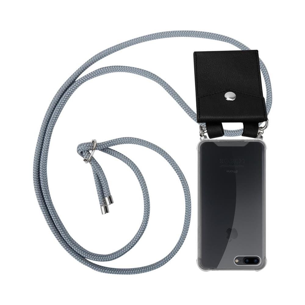 Catena Di Telefoni Cellulari Compatibile Con Apple Iphone 8 Plus / 7 Plus / 7s Plus In Grigio Argento - Coperchio Protettivo In Silicone Con Anelli D'argento, Cinturino In Corda E Custodia Staccabile - Foto 1