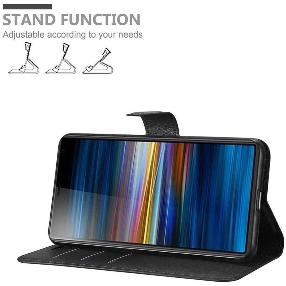 Custodia Compatibile Con Sony Xperia L3 In Nero Carbone - Coperchio Protettiva Con Chiusura Magnetica, Funzione Stand E Tasca Per Le Carte - Foto 2