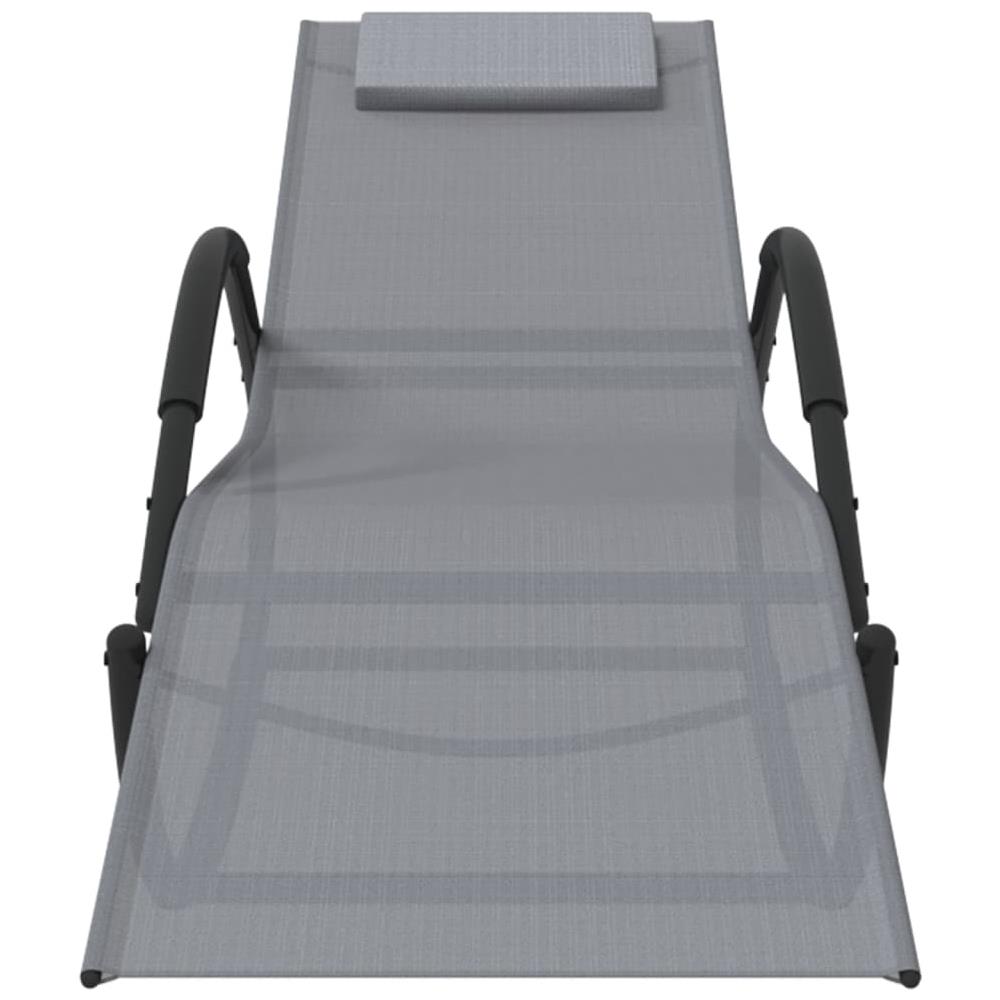 Lettino Prendisole a Dondolo in Acciaio e Textilene Grigio - Foto 2