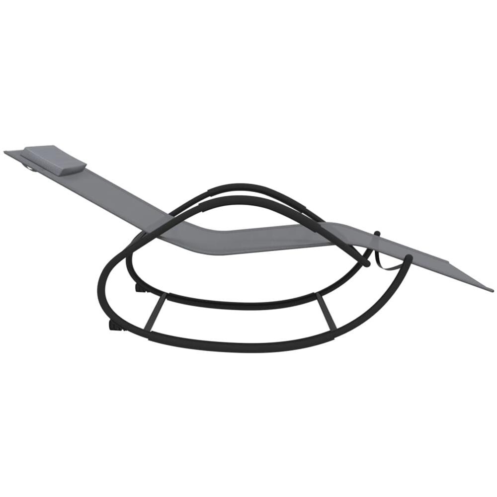 Lettino Prendisole a Dondolo in Acciaio e Textilene Grigio - Foto 5