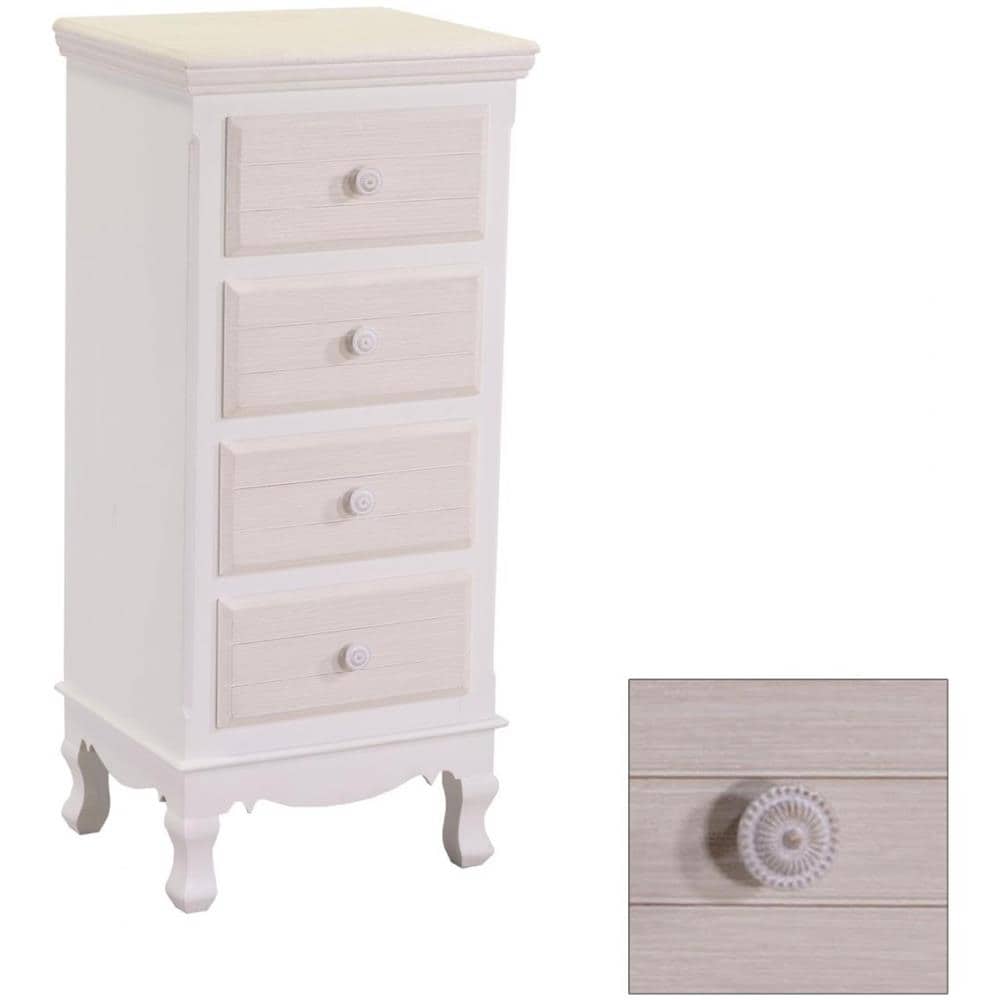 Mobiletto Cassettiera Bianco Beige 4 Cassetti Grandi Cm 34 X 41 X H 84 - Foto 1