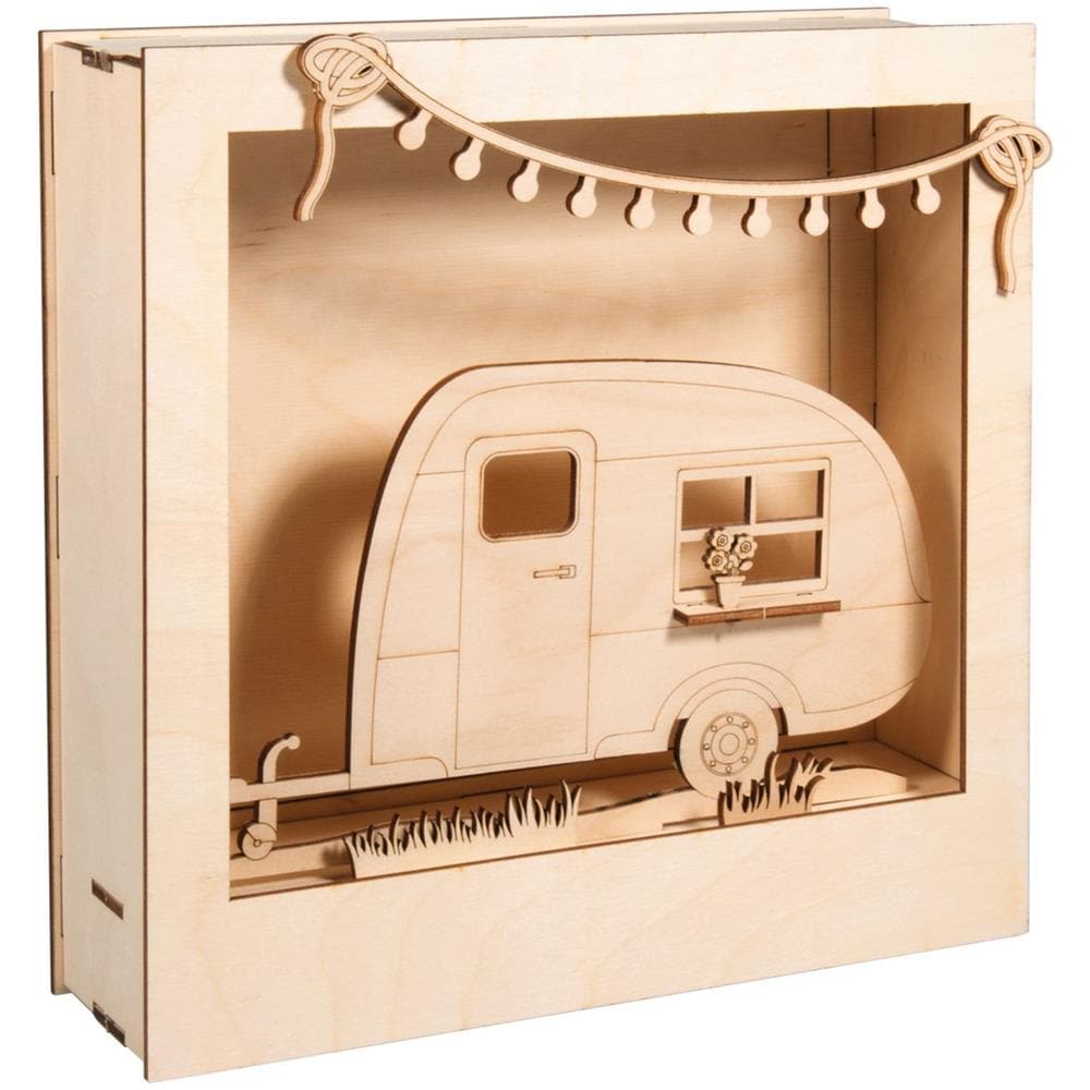 Kit Di Decorazione Con Cornice 3d Fai Da Te - Caravan - Legno - 24 Cm - Foto 1