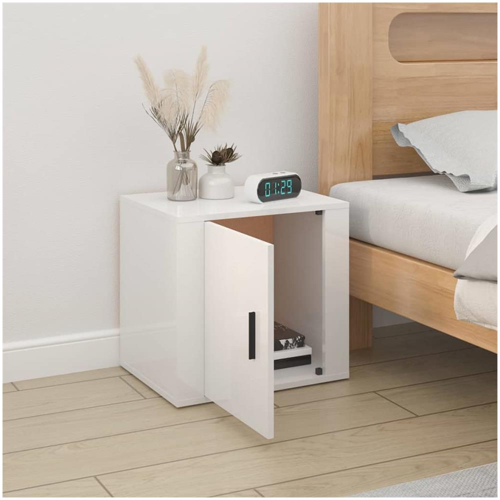 Comodino Bianco Lucido 50x39x47 Cm - Foto 3