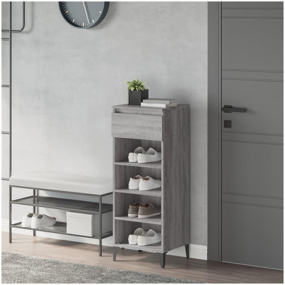 Scarpiera Grigio Sonoma 40x36x105 Cm In Legno Multistrato - Foto 1