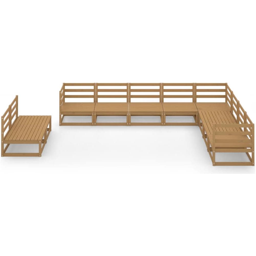 Set Divani Da Giardino 10 Pz Marrone Miele In Massello Di Pino - Foto 3