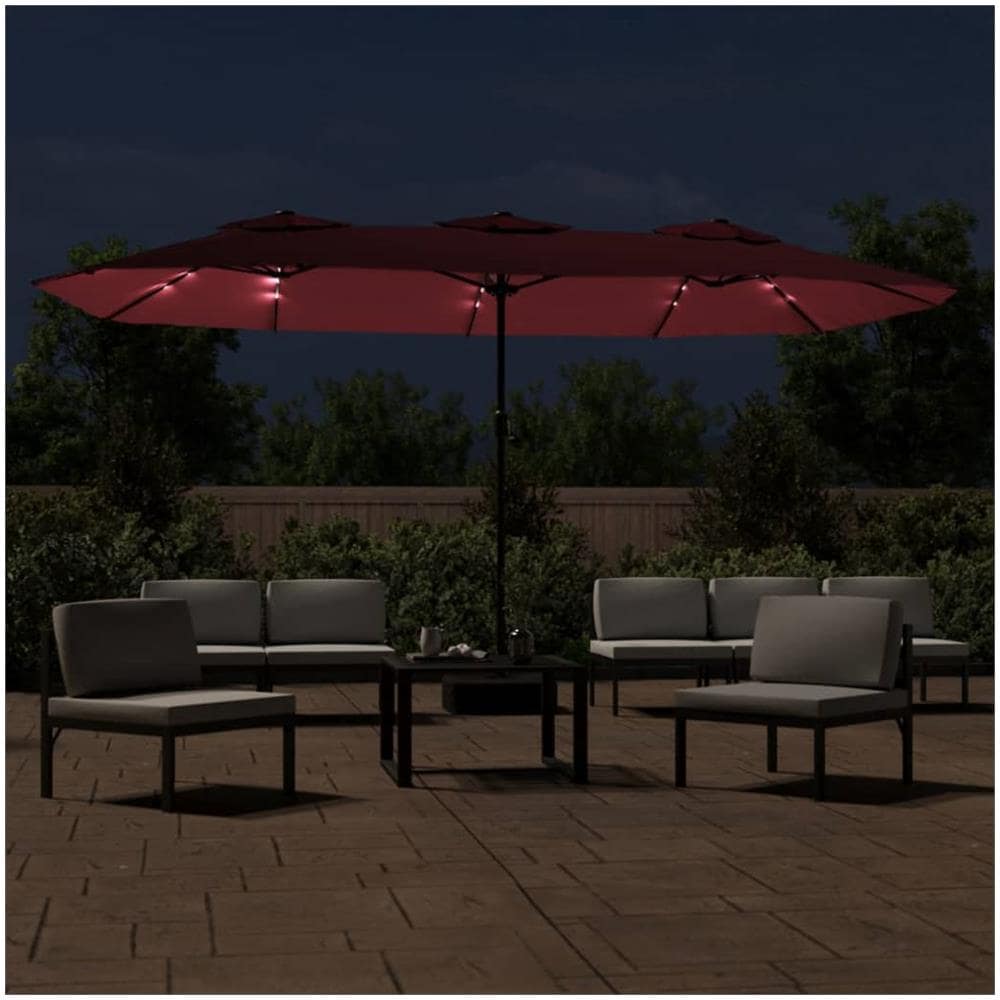 Ombrellone A Doppia Testa Con Led Rosso Bordeaux 449x245 Cm - Foto 3