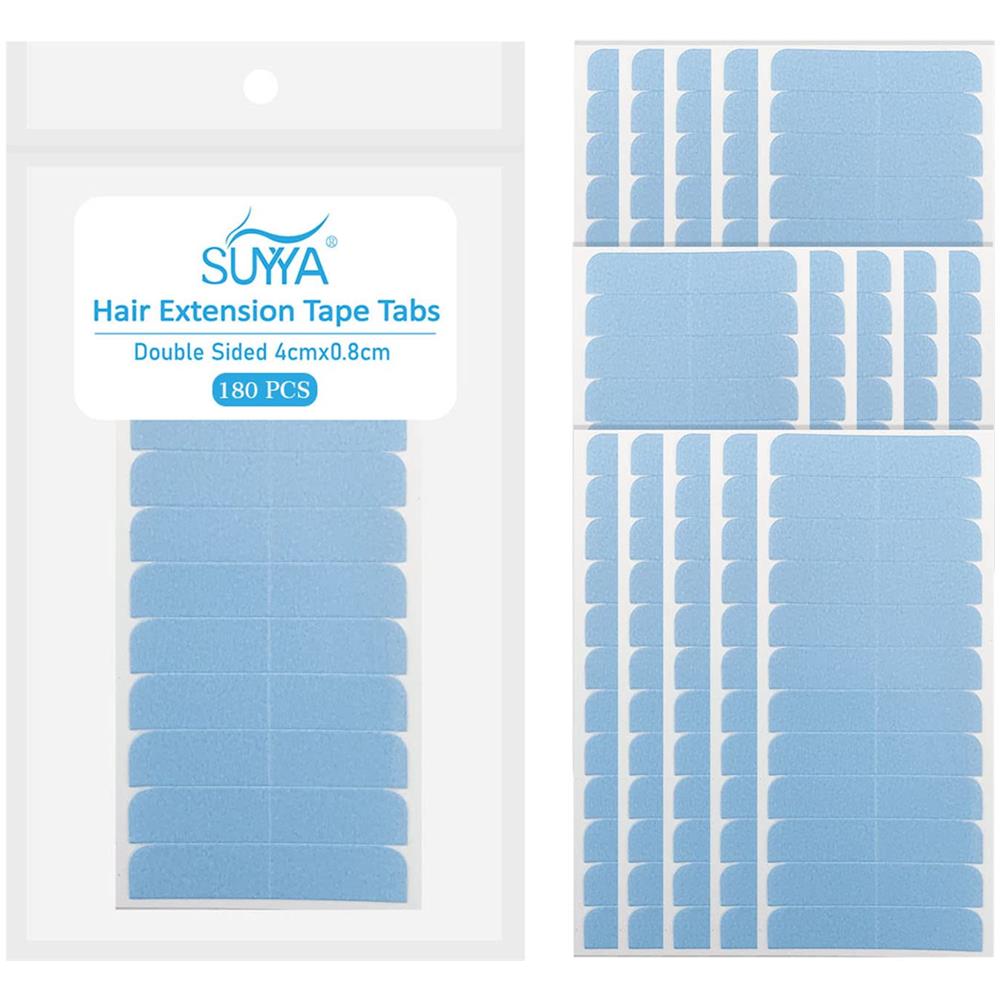 180 Pezzi Linguette Di Nastro Per Estensione Dei Capelli Nastri Di Estensione Biadesivi Per Sostituzione 4 Cm X 08 Cm (blu 180 Pezzi) - Foto 1