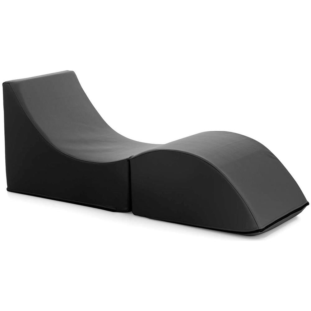 Letto Pieghevole Andreina, Pouf Trasformabile In Letto Singolo, 100% Made In Italy, Pouf Trasformabile In Una Chaise Longue In Ecopelle, Cm 130x50h50, Nero - Foto 2