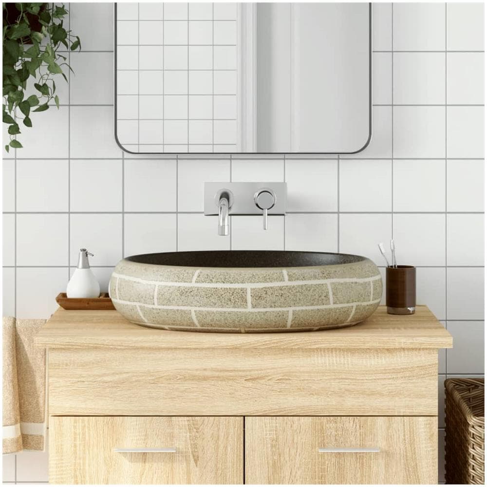 Lavabo Da Appoggio Multicolore Ovale 59x40x15 Cm Ceramica - Foto 1