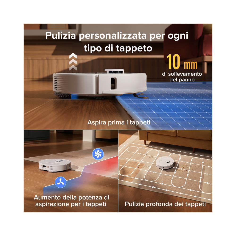 Qrevo S Pro Aspirapolvere Robot Lavapavimenti 18.500Pa, Autopulizia Panno 75°C, Asciugatura Aria Calda 45°C, Antigroviglio, Stazione Tutto in Uno, Modalità Tappeti, Bianco - Foto 7