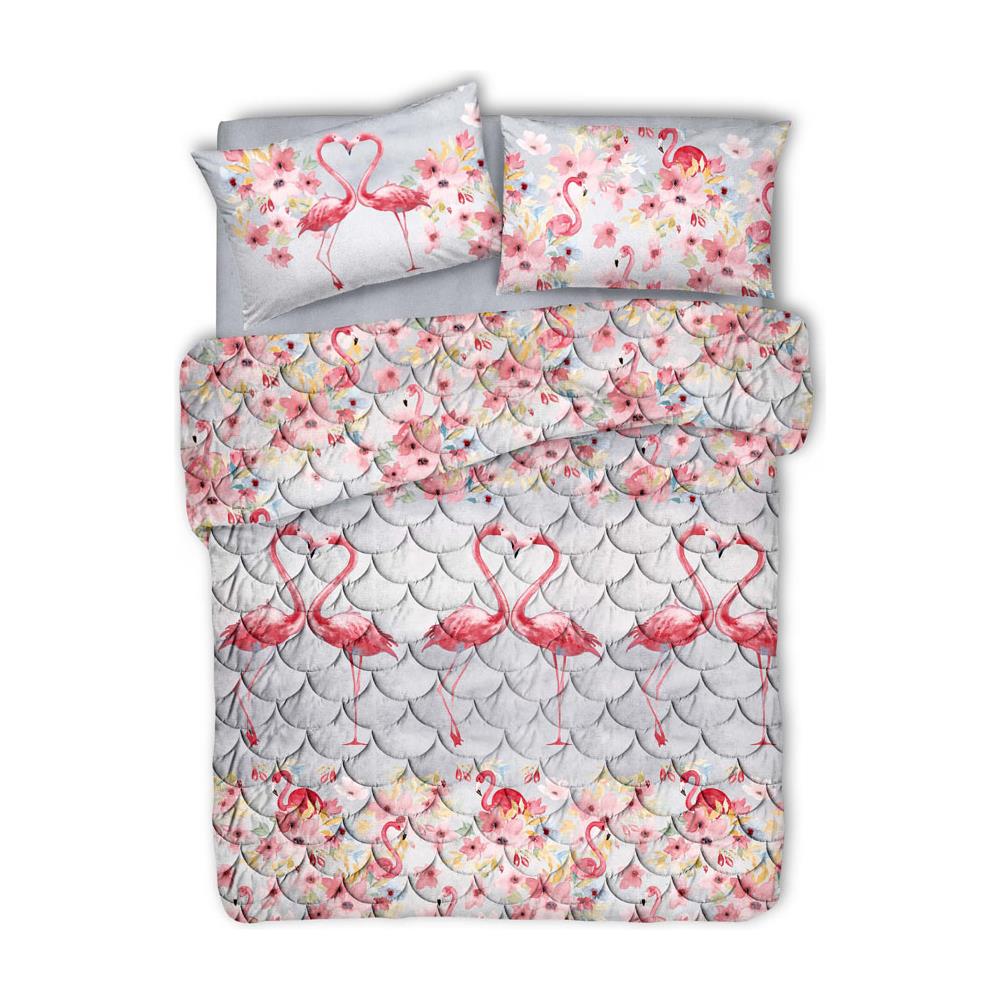 Trapuntino Estivo 100gr mq Disegno Flamingo 2 Piazze Matr.le Grigio - Foto 2