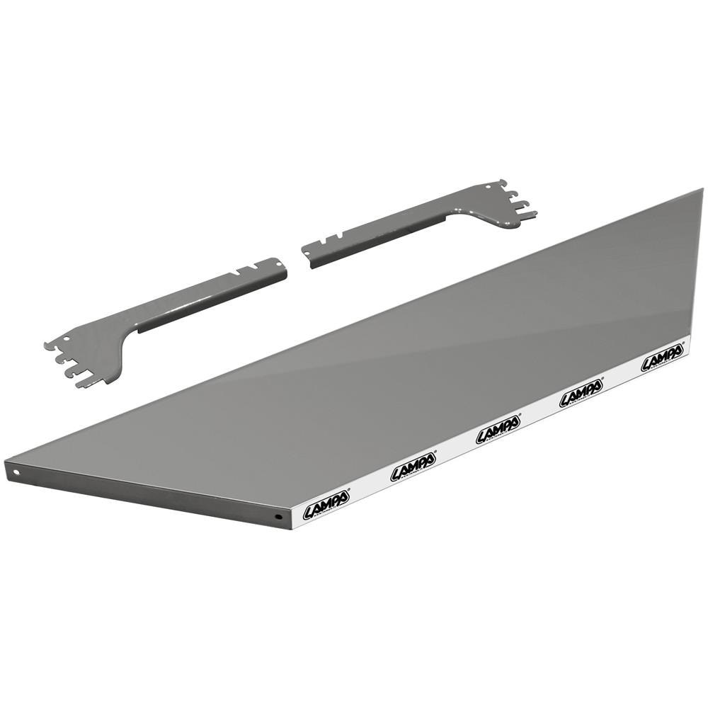 Ripiano Grigio Per Scaffali Angolari A Doghe Neri - 96x24 Cm - Foto 1