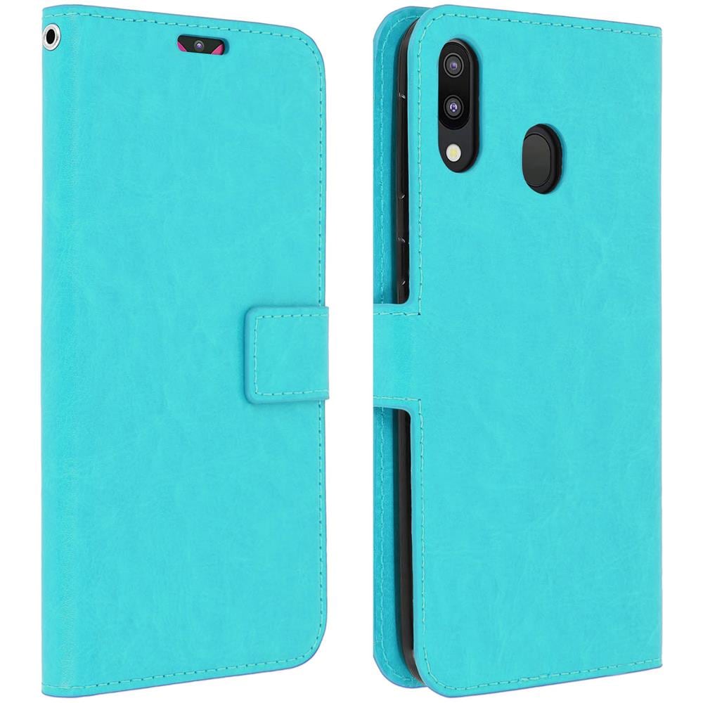 Custodia A Libro Samsung Galaxy M20 Portacarte Funzione Supporto - Turchese - Foto 1