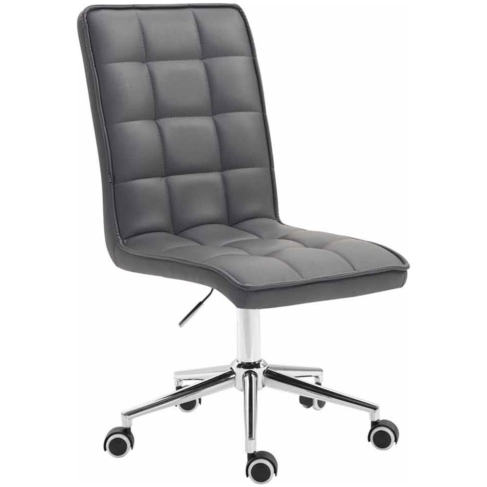 Sgabello da Lavoro Peking V2 in Similpelle - Sgabello Ufficio Imbottito - Sedia Studio da Scrivania Regolabile e con Ruote Grigio - Foto 1