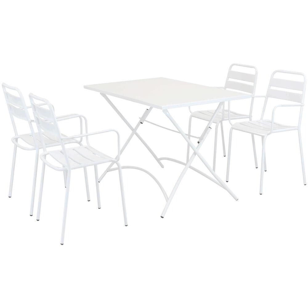 Romanus - Set Tavolo Da Giardino Pieghevole Salvaspazio 110 X 70 Compreso Di 4 Poltrone In Ferro - Foto 1