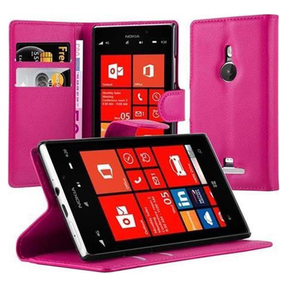 Custodia Compatibile Con Nokia Lumia 925 In Rosa Vivo - Coperchio Protettiva Con Chiusura Magnetica, Funzione Stand E Tasca Per Le Carte - Foto 1