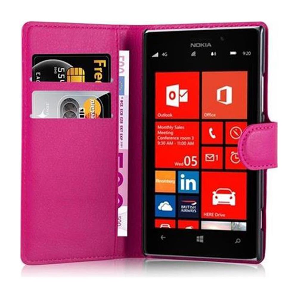 Custodia Compatibile Con Nokia Lumia 925 In Rosa Vivo - Coperchio Protettiva Con Chiusura Magnetica, Funzione Stand E Tasca Per Le Carte - Foto 2