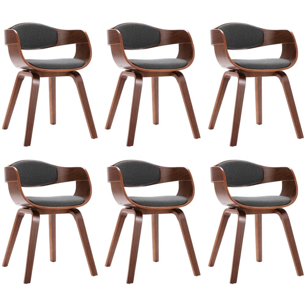 Sedie Da Pranzo 6 Pz In Legno Piegato E Tessuto Grigio - Foto 2