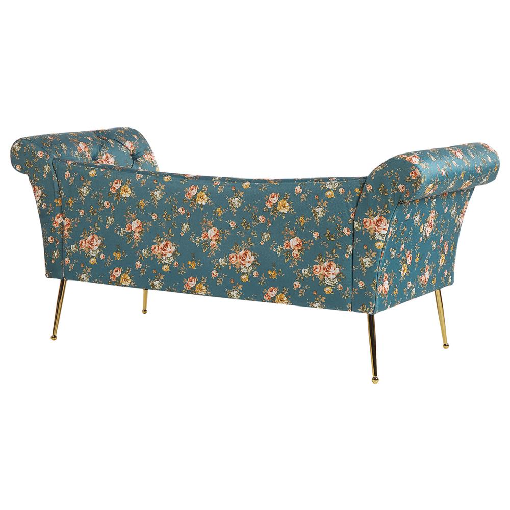 Chaise Longue In Velluto Blu Marino Con Motivo Floreale Nantilly - Foto 2