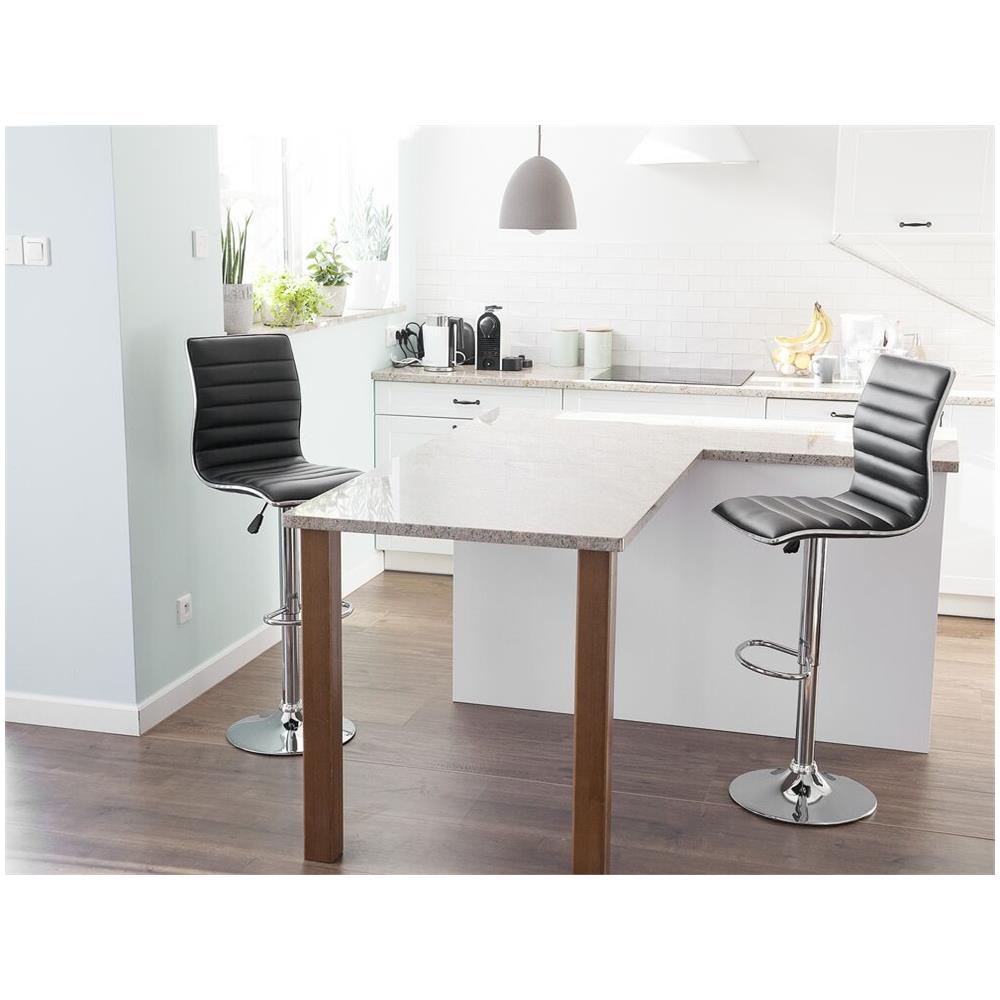 Set Di 2 Sgabelli Da Bar In Ecopelle Neri Lucerne - Foto 2