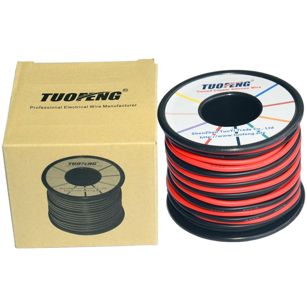 16 Awg Resistenza Filo Silicone 20 M Morbido E Flessibile Stagnato Filo Di Rame Ad Alta Temperatura 2 Fili Separati 10 M Nero E 10 M Red Trefoli Per Stampante 3d Puntali Rc Appli - Foto 4