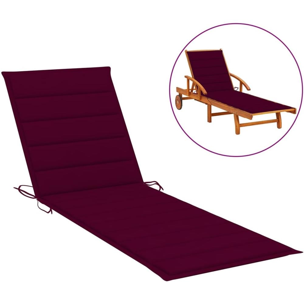 Cuscino Per Lettino Prendisole Rosso Vino 200x50x4cm In Tessuto - Foto 1