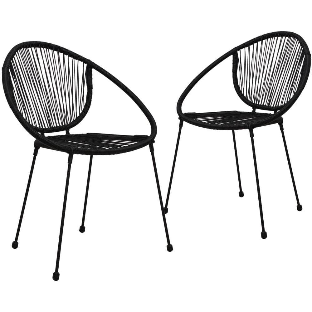 Sedie da Giardino 2 pz in Rattan PVC Nero - Foto 1