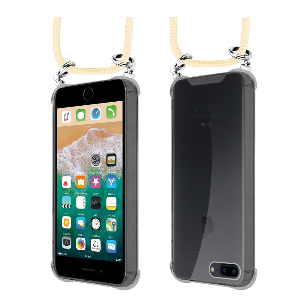 Catena Di Telefoni Cellulari Compatibile Con Apple Iphone 8 Plus / 7 Plus / 7s Plus In Crema Beige - Coperchio Protettivo In Silicone Con Anelli D'argento, Cinturino In Corda E Custodia Staccabile - Foto 8