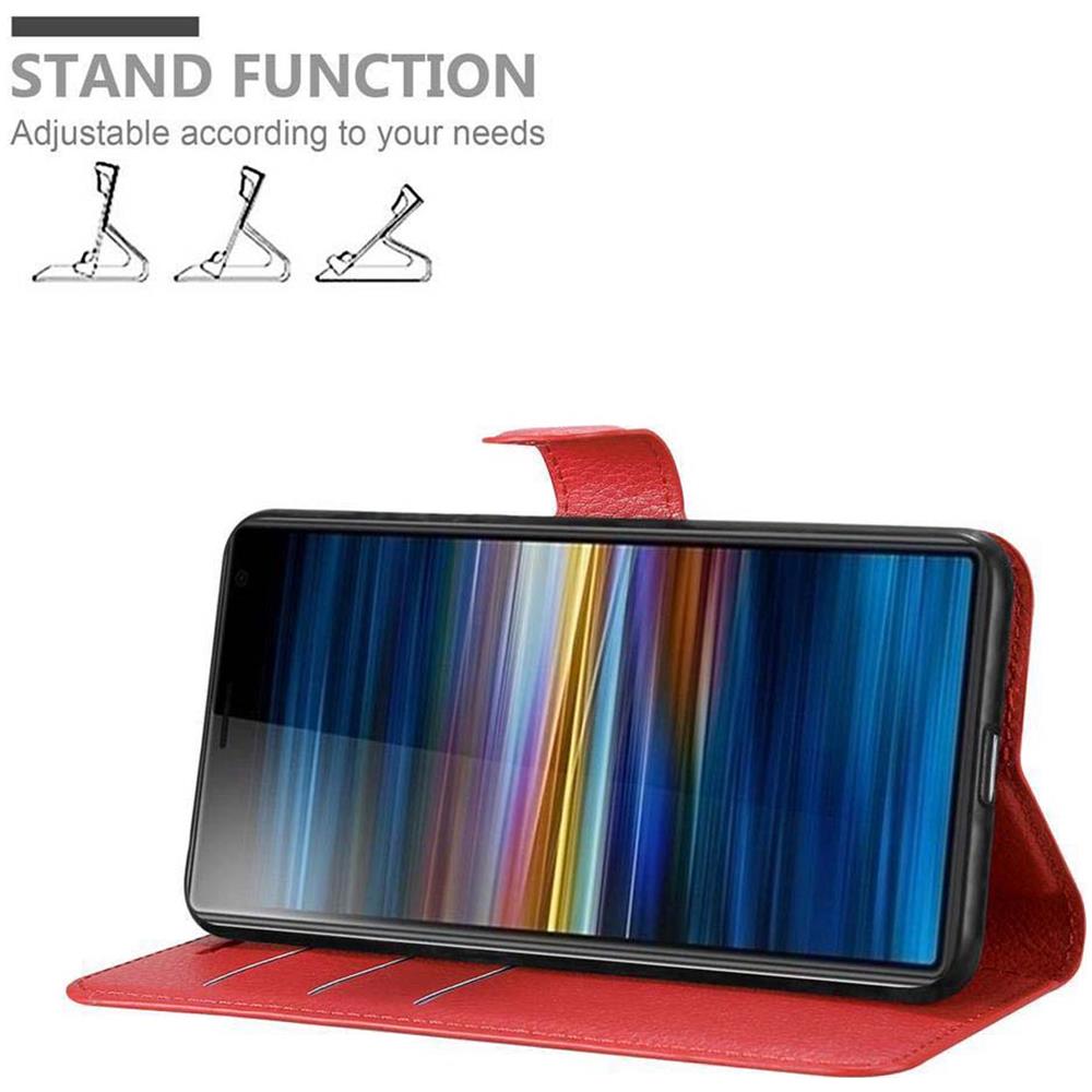 Custodia Compatibile Con Sony Xperia L3 In Rosso Carminio - Coperchio Protettiva Con Chiusura Magnetica, Funzione Stand E Tasca Per Le Carte - Foto 2