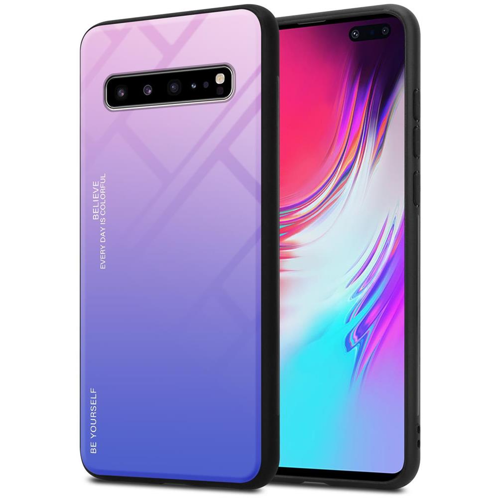 Custodia Compatibile Con Samsung Galaxy S10 5g In Rosa - Blu - Coperchio Protettivo Bicolore In Vetro Temperato E Silicone Tpu - Foto 1