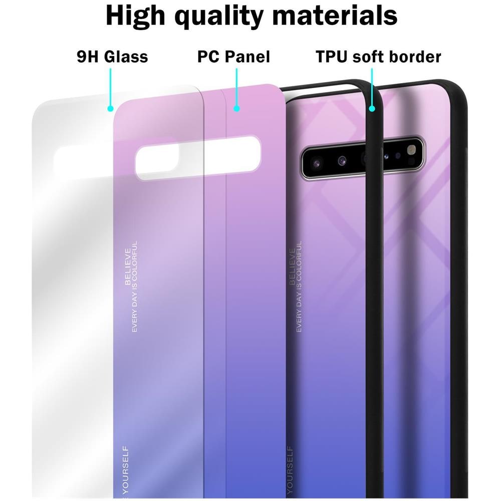 Custodia Compatibile Con Samsung Galaxy S10 5g In Rosa - Blu - Coperchio Protettivo Bicolore In Vetro Temperato E Silicone Tpu - Foto 7