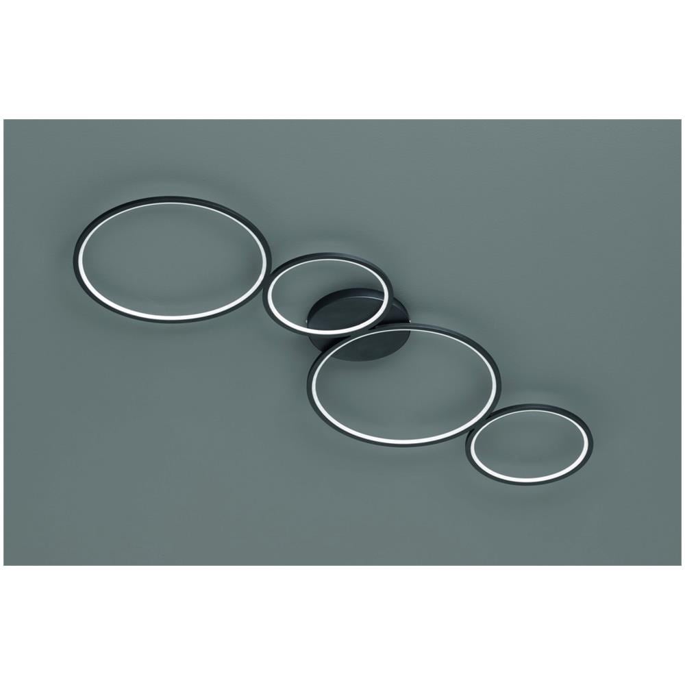 Rondo Plafoniera Led 4 Cerchi Metallo Nero Opaco Con Variazione Intensita' Con Interruttore A Parete - Foto 1