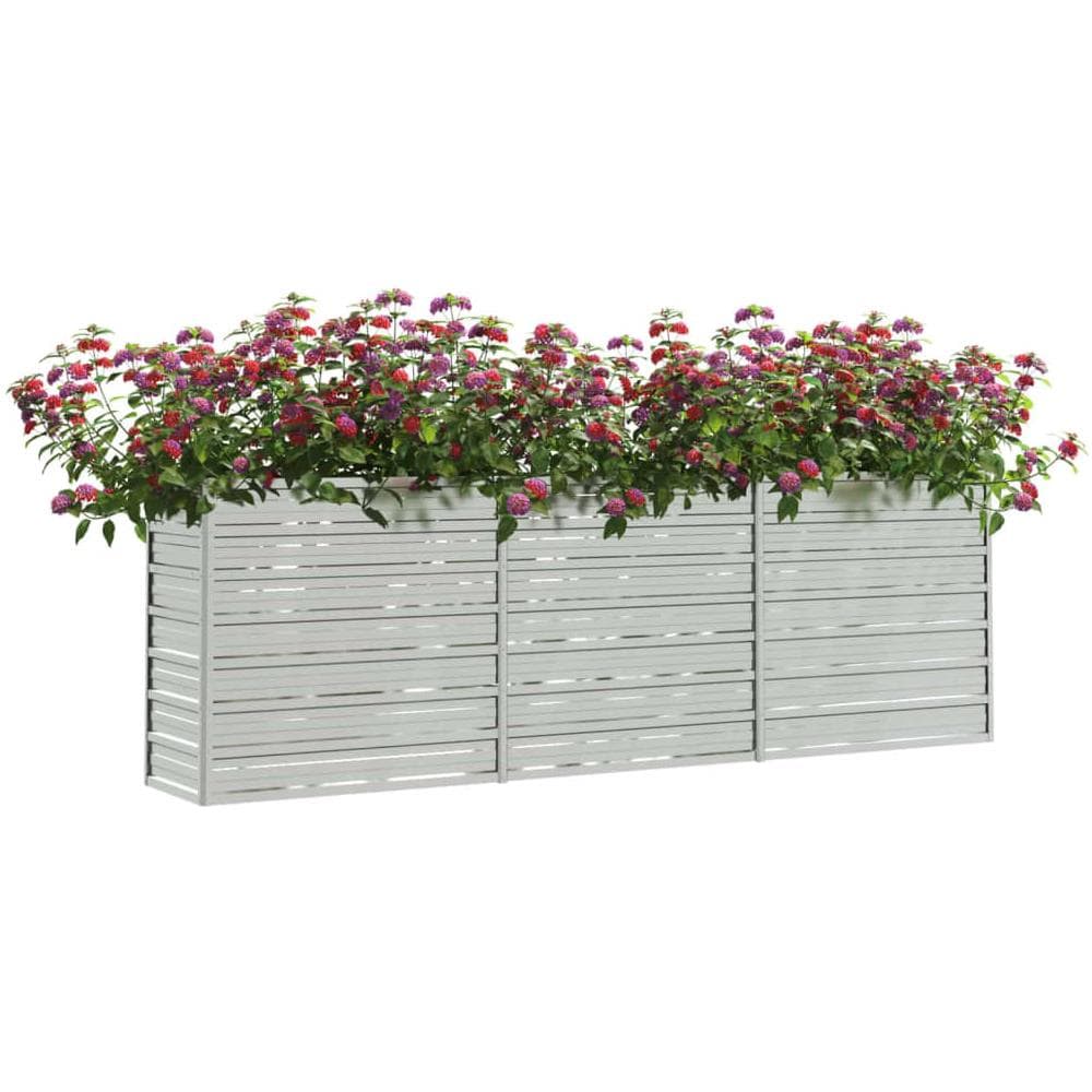 Letto Rialzato Giardino 240x40x77 cm in Acciaio Zincato Argento - Foto 2