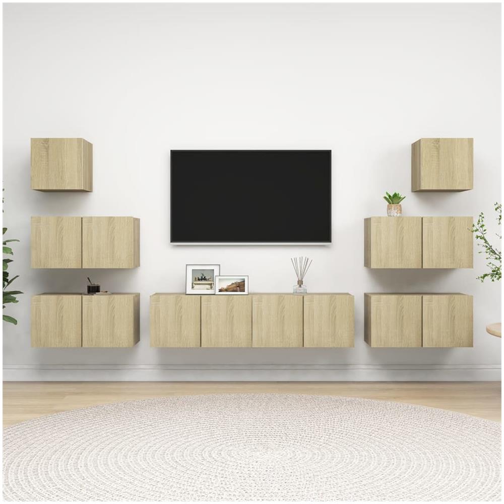 Set Porta Tv 8 Pz Rovere Sonoma In Truciolato - Foto 1