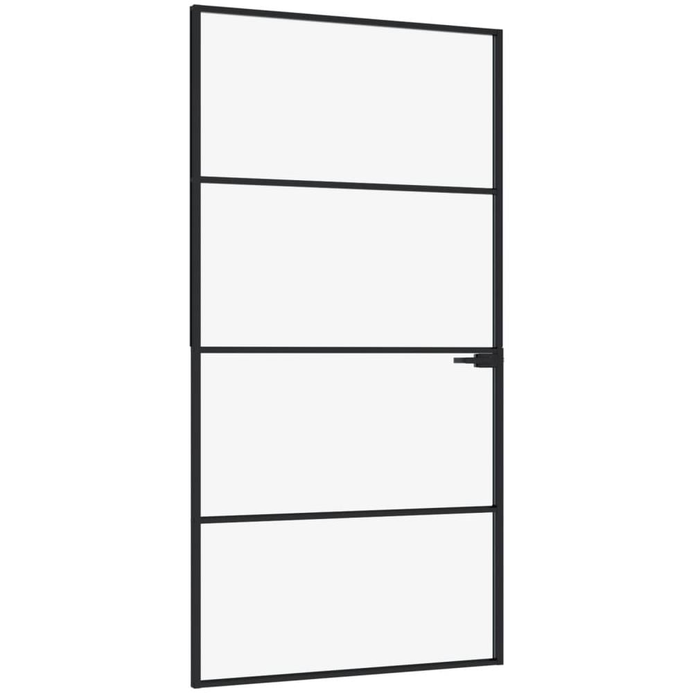 Porta Interna Nera 102x201,5 Vetro Temperato Alluminio Sottile - Foto 2