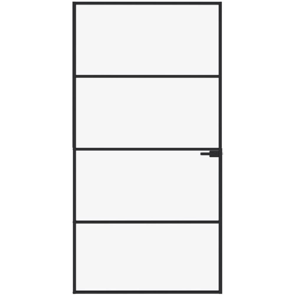 Porta Interna Nera 102x201,5 Vetro Temperato Alluminio Sottile - Foto 3