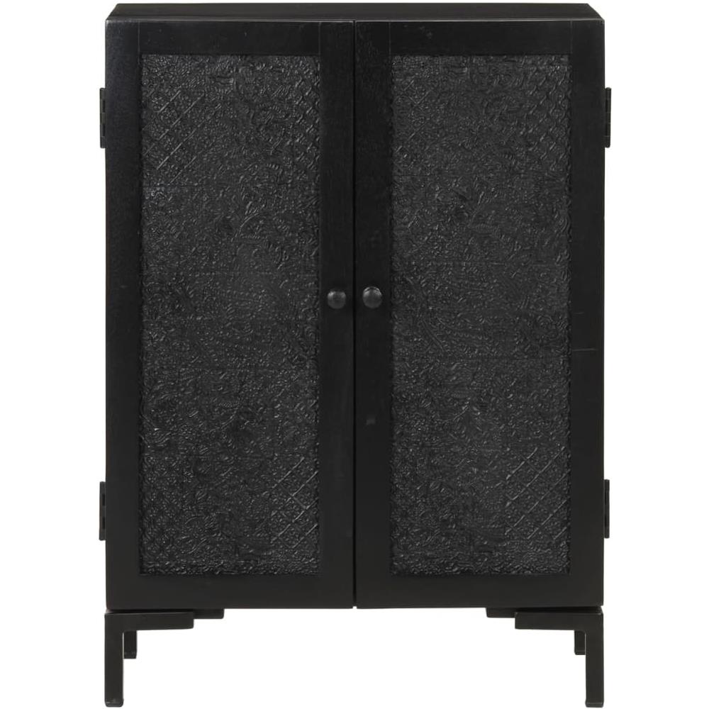 Credenza Nera 55x30x77 Cm In Legno Massello Di Mango E Ferro - Foto 2