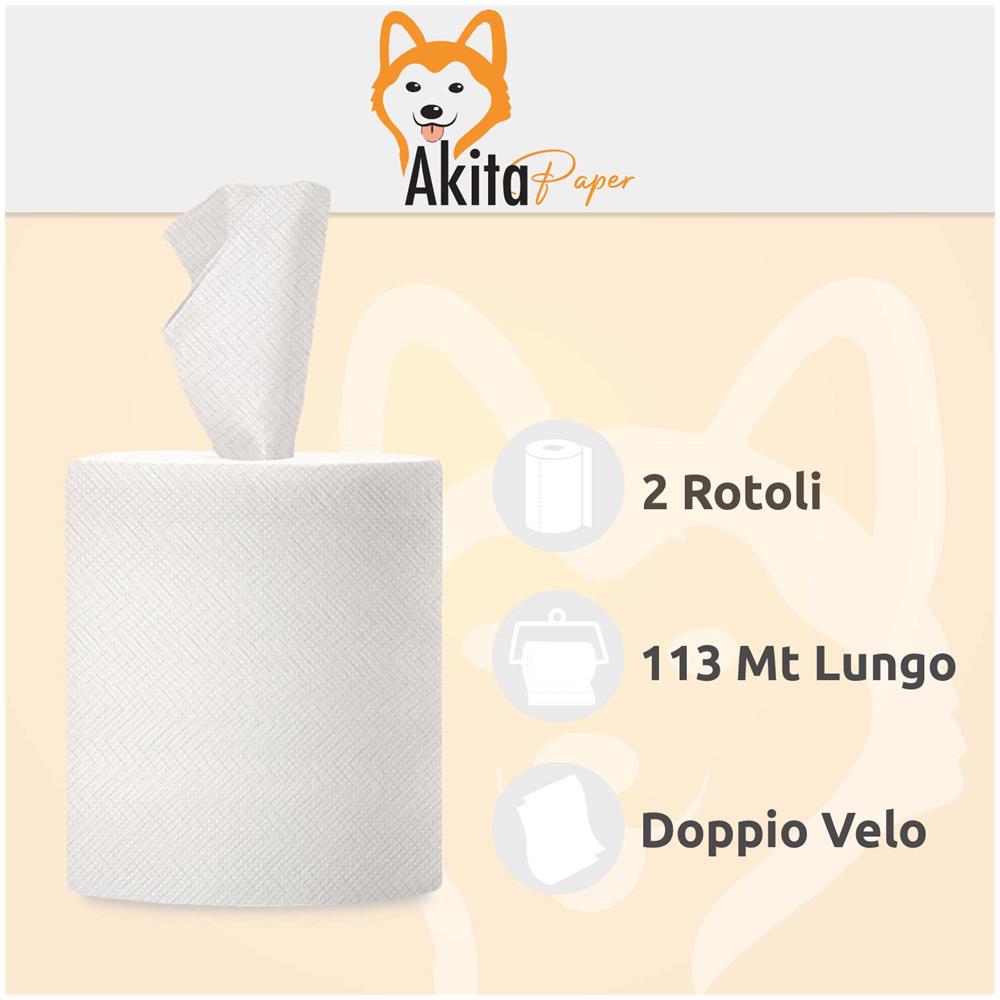 Rotoloni Carta Asciugatutto Industriale - 1600 Strappi - Confezione 2 Rotoli - Foto 2