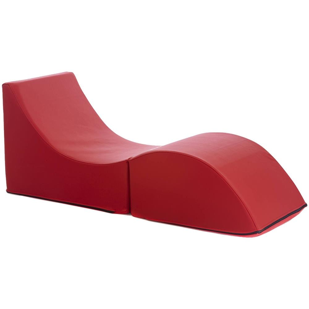 Letto Pieghevole Andreina, Pouf Trasformabile In Letto Singolo, 100% Made In Italy, Pouf Trasformabile In Una Chaise Longue In Ecopelle, Cm 130x50h50, Rosso - Foto 2