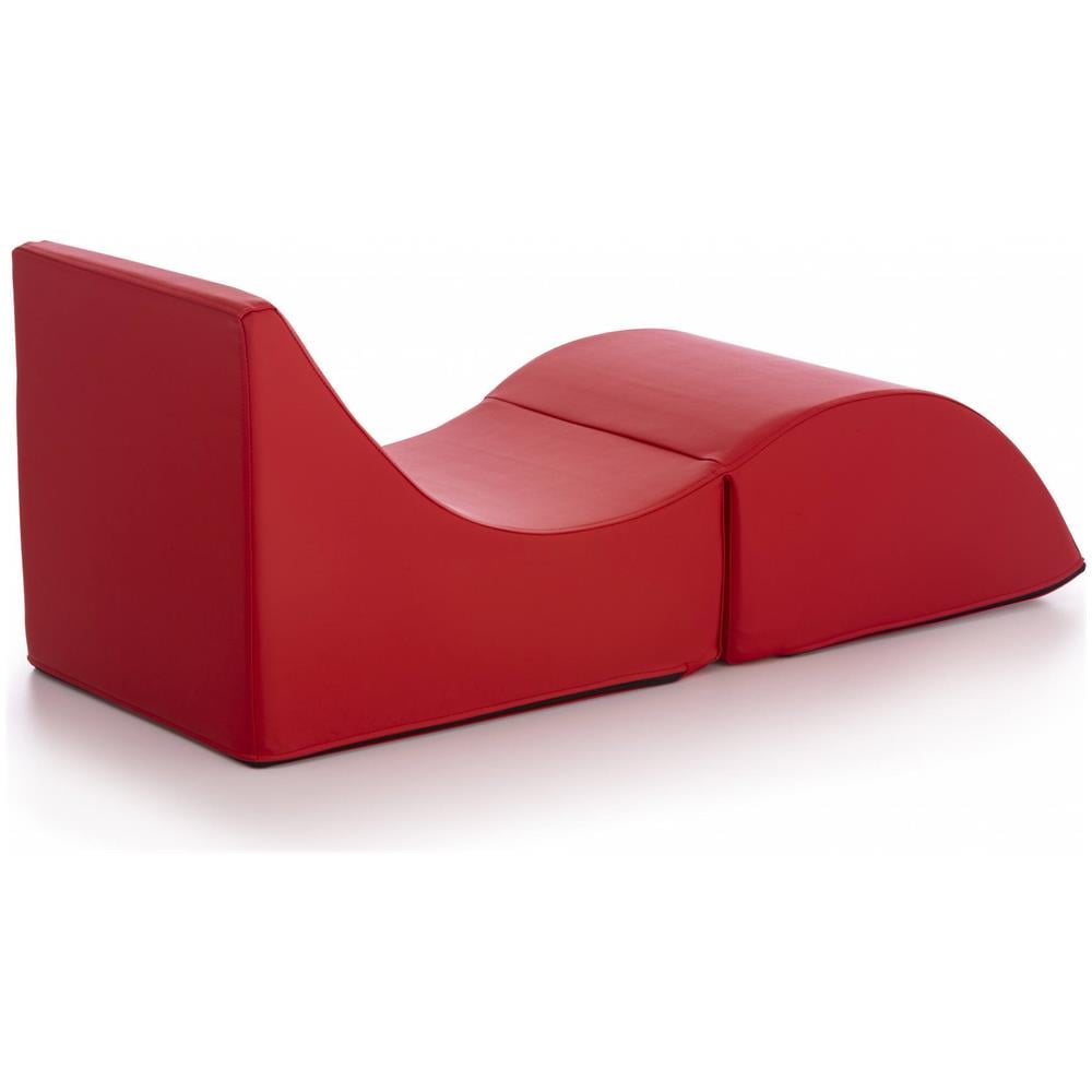 Letto Pieghevole Andreina, Pouf Trasformabile In Letto Singolo, 100% Made In Italy, Pouf Trasformabile In Una Chaise Longue In Ecopelle, Cm 130x50h50, Rosso - Foto 4