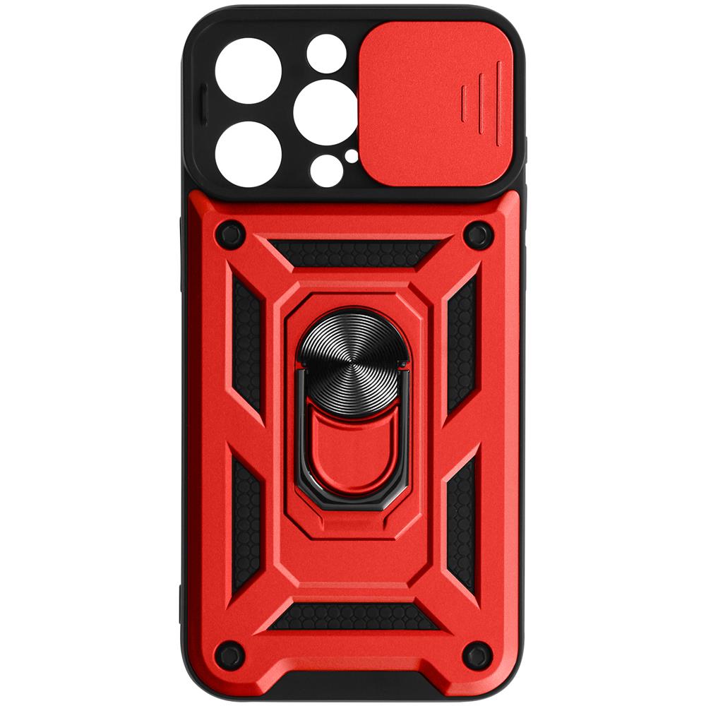 Cover Anti-urto Per Iphone 15 Pro Max Copri-fotocamera Scorrimento Anello Rossa - Foto 1