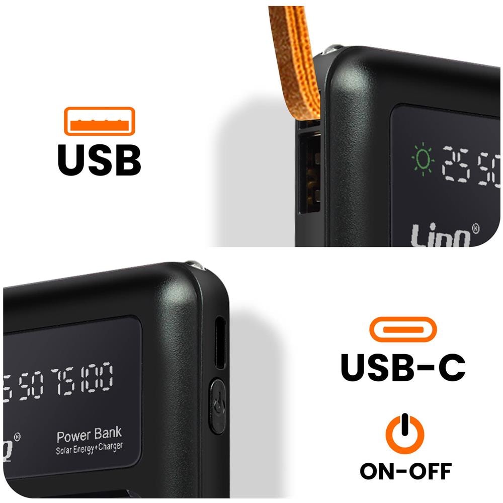 Batteria Di Emergenza Solare 15000mah, Cavo Micro-usb Lightning Usb-c Usb - Foto 2